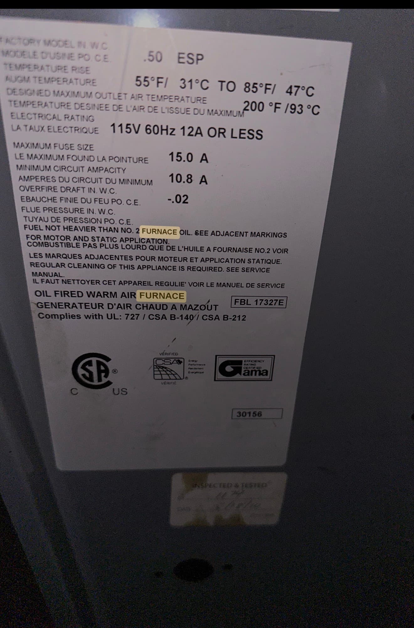 Furnace and oil tank - OBO ready for disassembly and removal